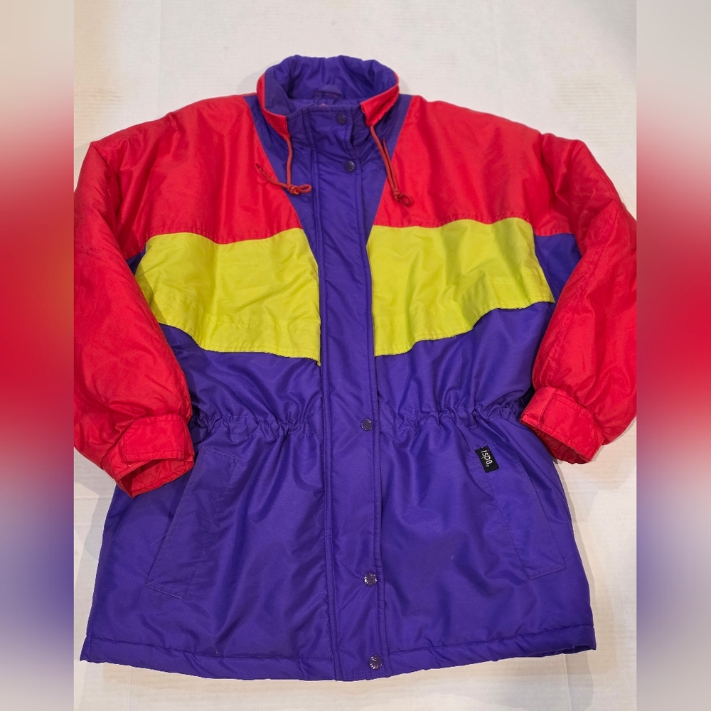 Vintage 80's ISPO Winter Coat Color Block Womans Sz M